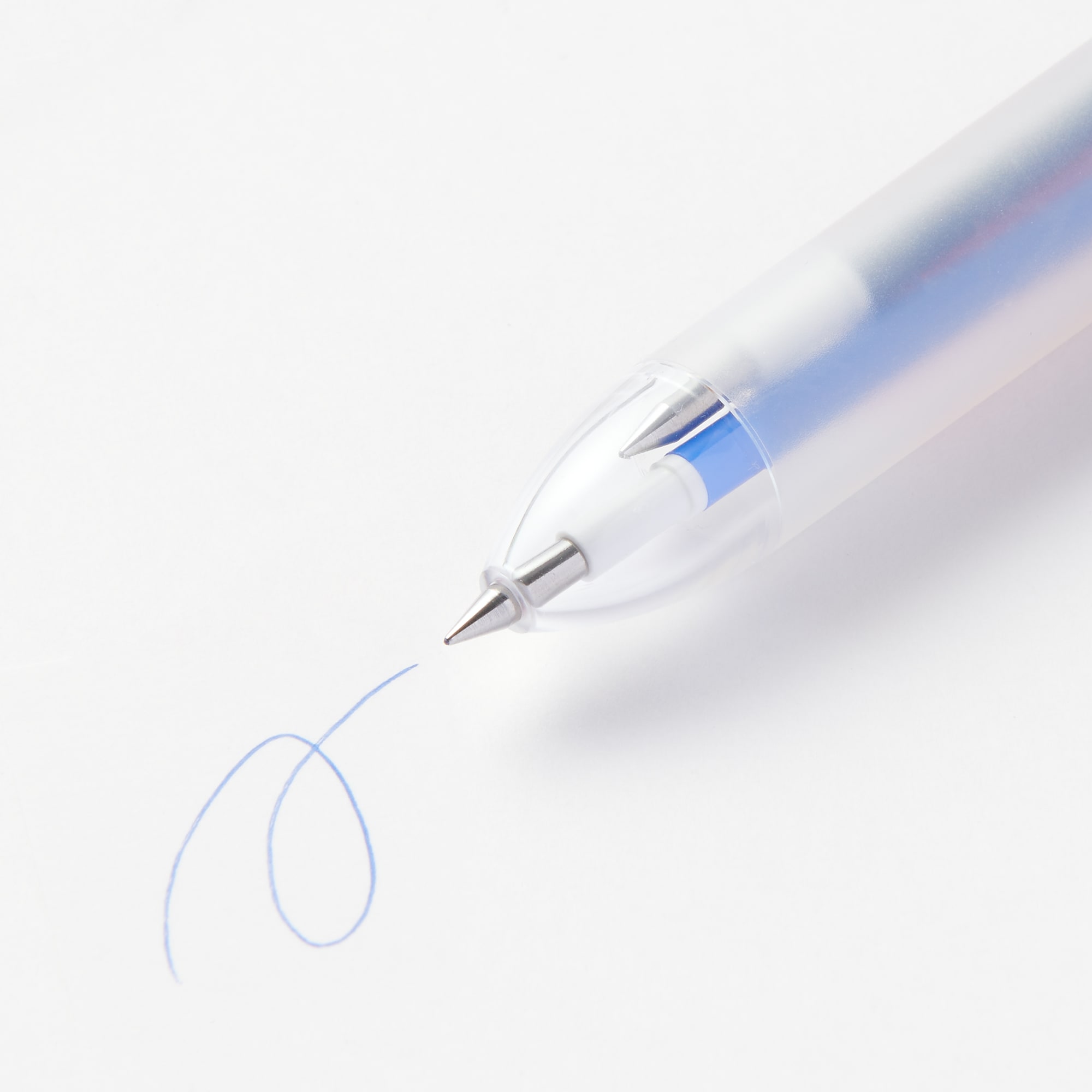 무인양품 문질러 지울 수 있는 3색 볼펜 노크식 반투명 검정 빨강 파랑 0.38mm