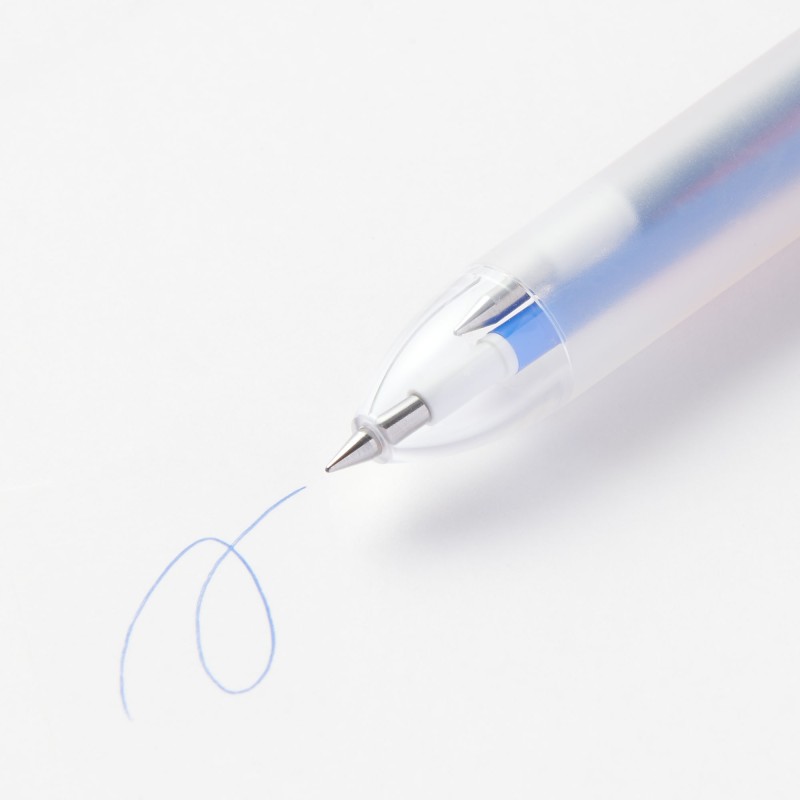 무인양품 문질러 지울 수 있는 3색 볼펜 노크식 반투명 검정 빨강 파랑 0.38mm