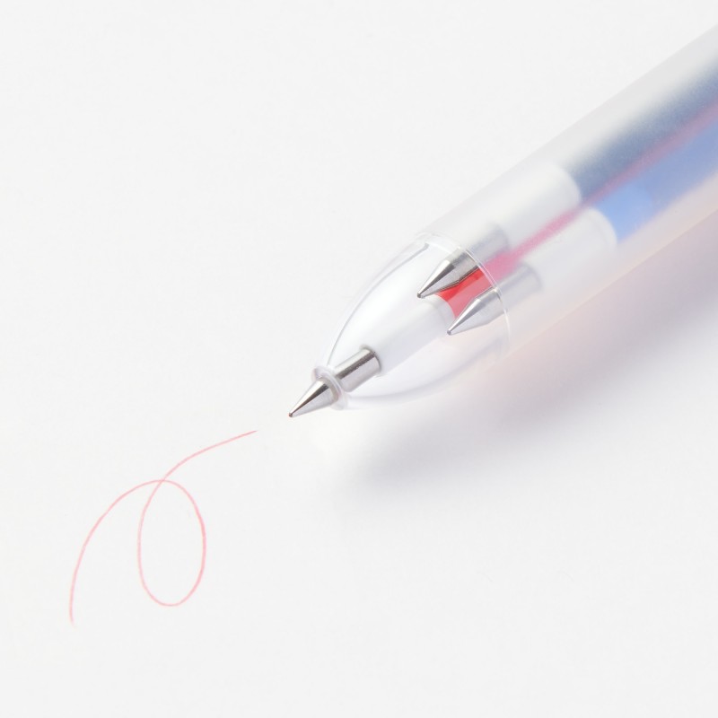 무인양품 문질러 지울 수 있는 3색 볼펜 노크식 반투명 검정 빨강 파랑 0.38mm