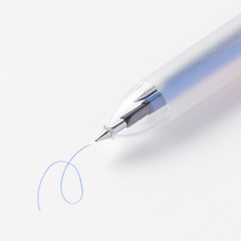 무인양품 문질러 지울 수 있는 3색 볼펜 노크식 반투명 검정 빨강 파랑 0.5mm