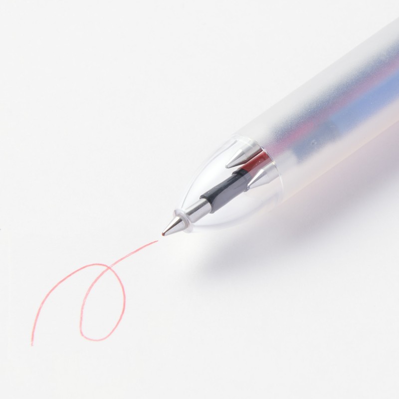무인양품 문질러 지울 수 있는 3색 볼펜 노크식 반투명 검정 빨강 파랑 0.5mm
