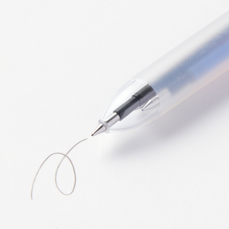 무인양품 문질러 지울 수 있는 3색 볼펜 노크식 반투명 검정 빨강 파랑 0.5mm