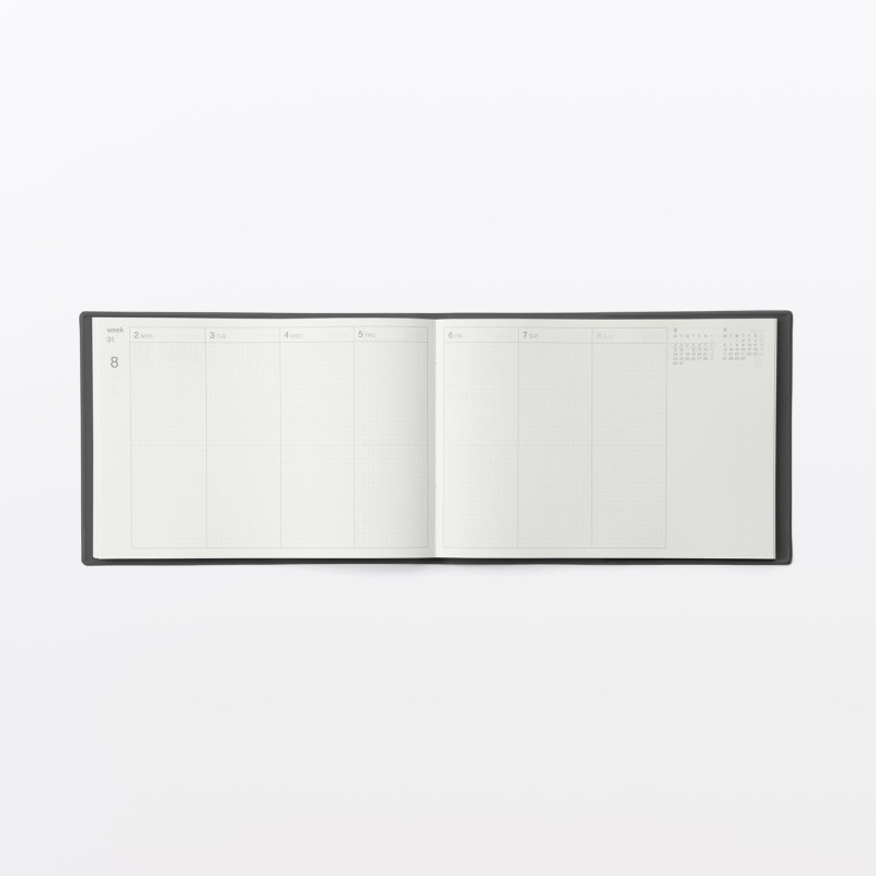 무인양품 B5 하프 사이즈 스케줄러 먼슬리 위클리 다크 그레이 2026년 12월 시작 월요일 시작