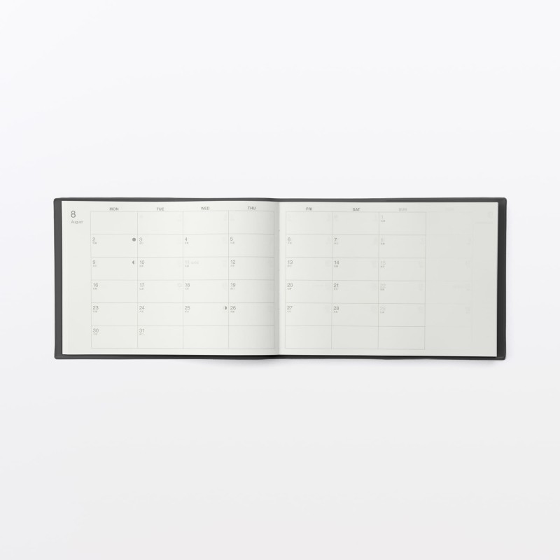무인양품 B5 하프 사이즈 스케줄러 먼슬리 위클리 다크 그레이 2026년 12월 시작 월요일 시작
