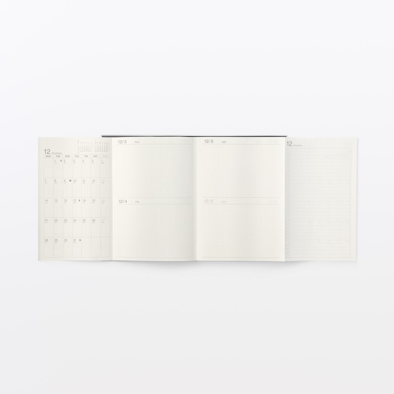 무인양품 한눈에 보는 스케줄러 먼슬리 데일리 블랙 2026년 12월 시작 월요일 시작 A5