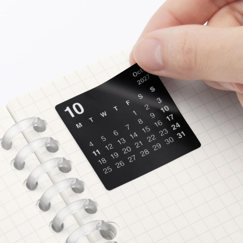 무인양품 떼어낼 수 있는 캘린더 스티커 블랙 2027년 월요일 시작 1조각 40x40mm
