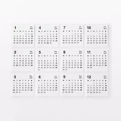 무인양품 떼어낼 수 있는 캘린더 스티커 화이트 2027년 월요일 시작 1조각 40x40mm