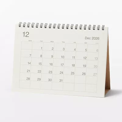 무인양품 사탕수수 함유 종이 월요일 시작 캘린더 2026년 12월-2027년 12월 탁상용 약 145x200mm