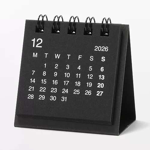 무인양품 월요일 시작 미니 캘린더 블랙 2026년 12월-2027년 12월 탁상용 약 60x60mm