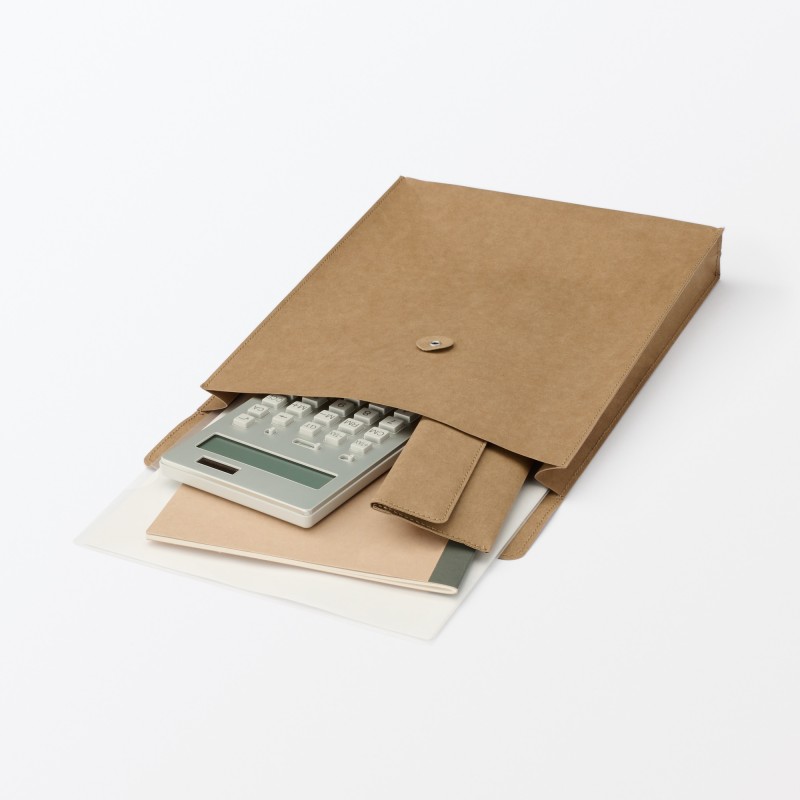 무인양품 진 라벨 서류 케이스 끈 잠금 단추 부착 브라운 A4용