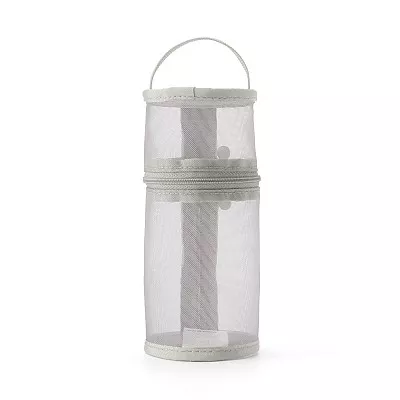 무인양품 나일론 메쉬 세로 가로 겸용 필통 그레이 약 지름 75x높이 177mm