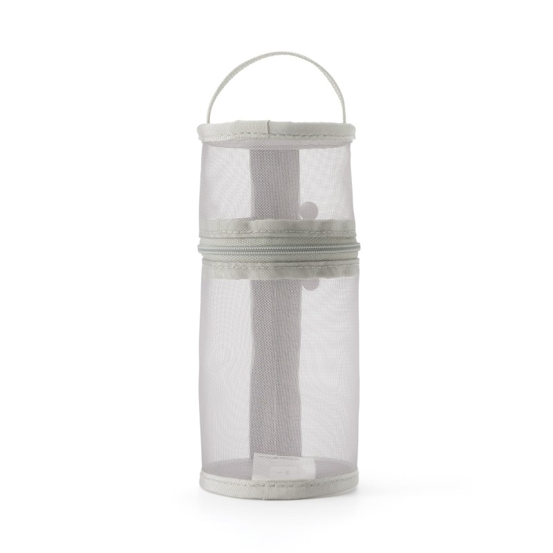 무인양품 나일론 메쉬 세로 가로 겸용 필통 그레이 약 지름 75x높이 177mm