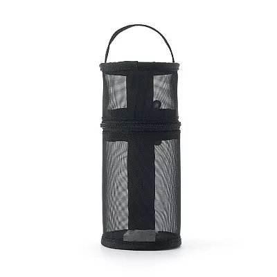 무인양품 나일론 메쉬 세로 가로 겸용 필통 블랙 약 지름 75x높이 177mm