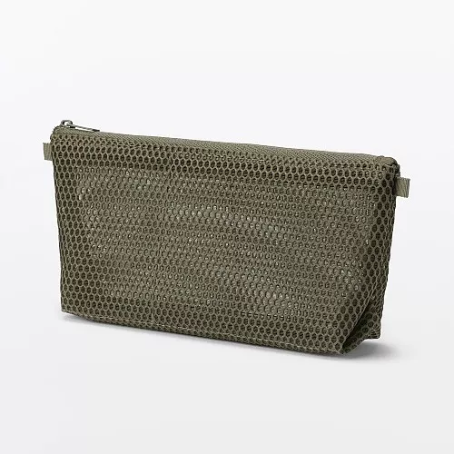 무인양품 입체 메쉬 펜케이스 필통 마치형 카키 약 폭 170x100x50mm