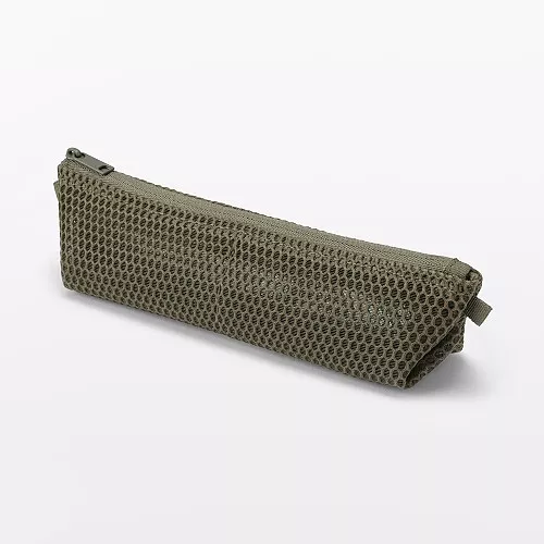 무인양품 입체 메쉬 펜케이스 필통 마치형 카키 약 폭 170x50x50mm