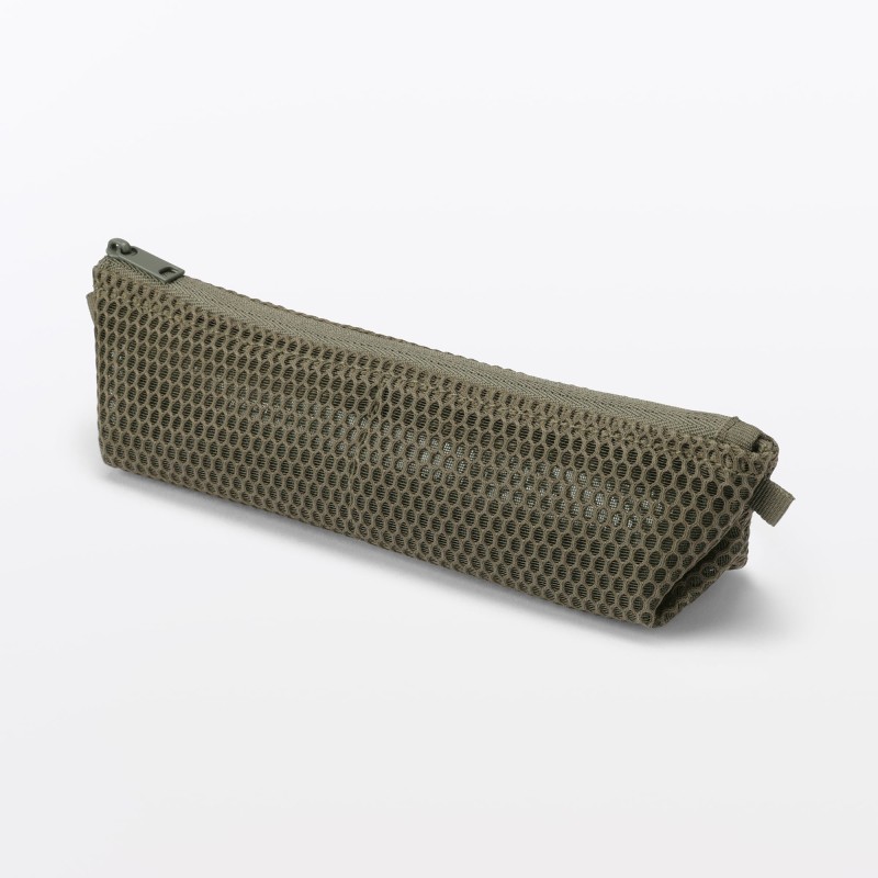 무인양품 입체 메쉬 펜케이스 필통 마치형 카키 약 폭 170x50x50mm