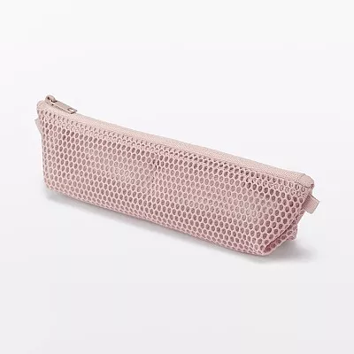 무인양품 입체 메쉬 펜케이스 필통 마치형 핑크 약 폭 170x50x50mm