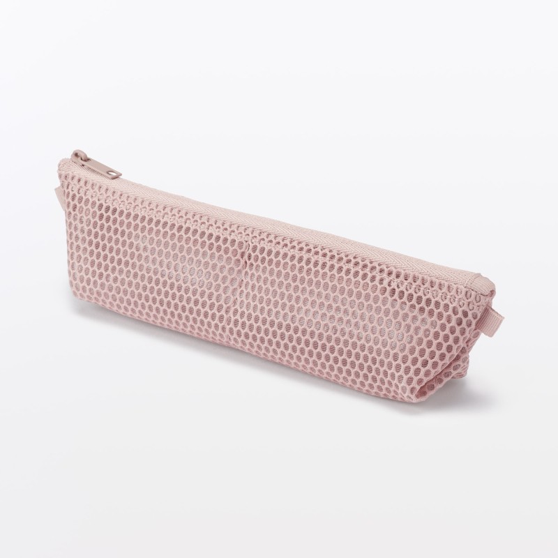 무인양품 입체 메쉬 펜케이스 필통 마치형 핑크 약 폭 170x50x50mm