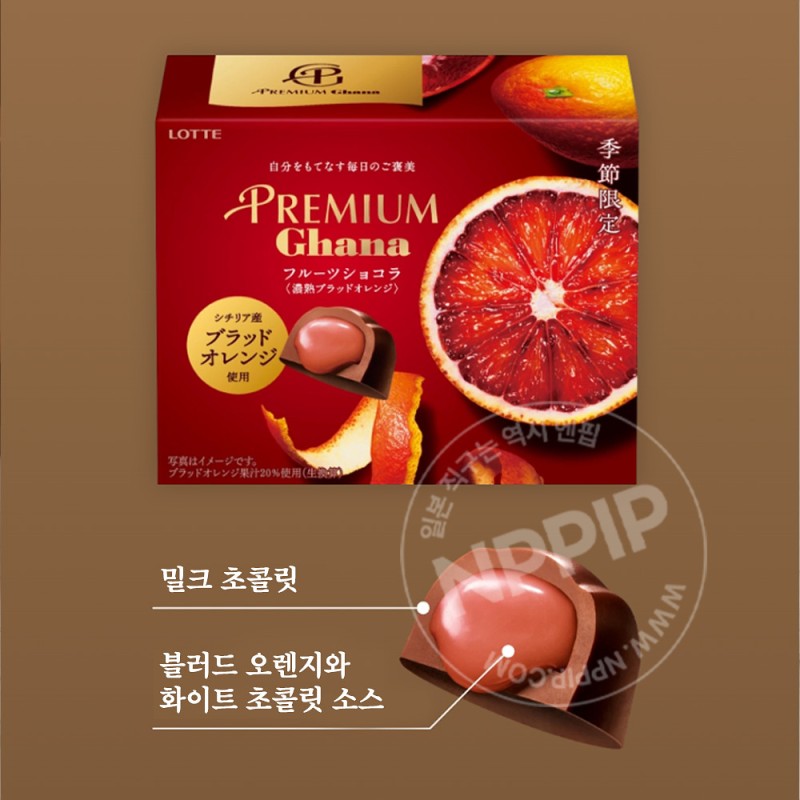 롯데 프리미엄 가나 후르츠 쇼콜라 농숙 블러드 오렌지 65g