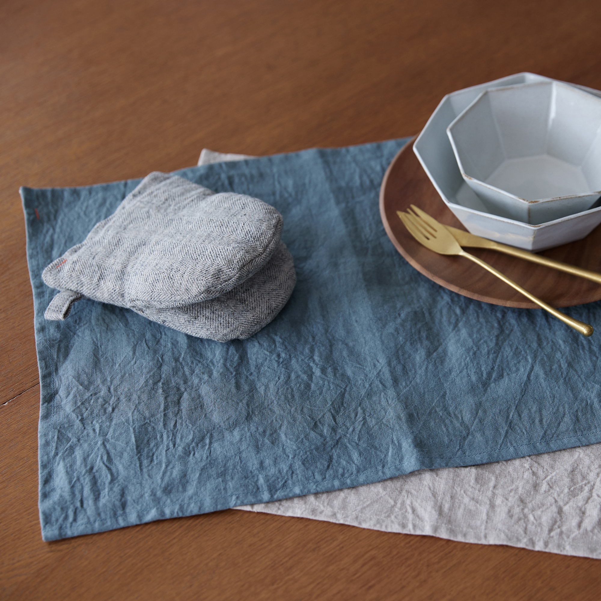 일본 무인양품 IDEE table linen 오븐 장갑 블루