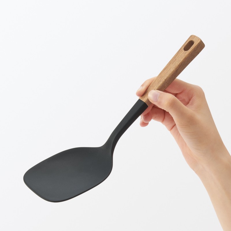 일본 무인양품 나무 손잡이 실리콘 터너 스푼 26cm