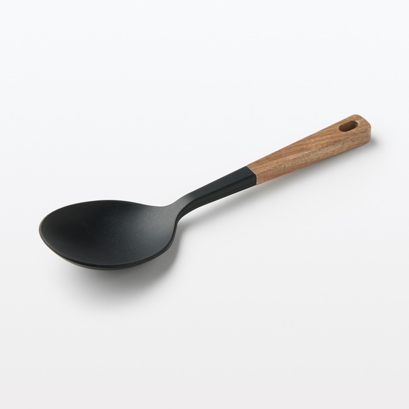 일본 무인양품 원목 손잡이 실리콘 조리 스푼 26cm