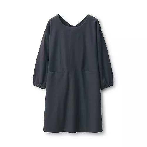일본 무인양품 입고 벗기 쉬운 소매 달린 앞치마 프리 사이즈 다크 그레이