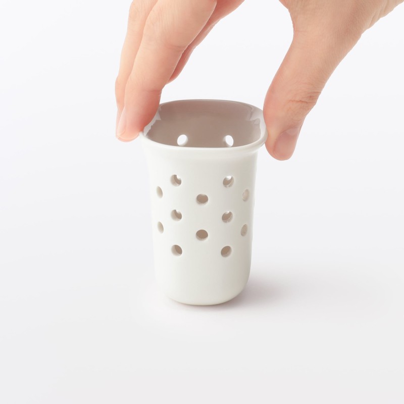 일본 무인양품 자기 주방 물 빼기 용기 6.5x5x6.5cm