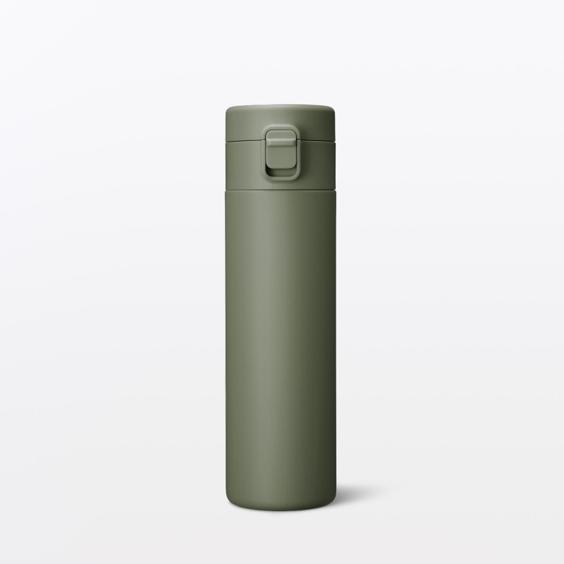 일본 무인양품 진공 단열 구조 보온보냉 보틀 원터치 타입 500mL 카키