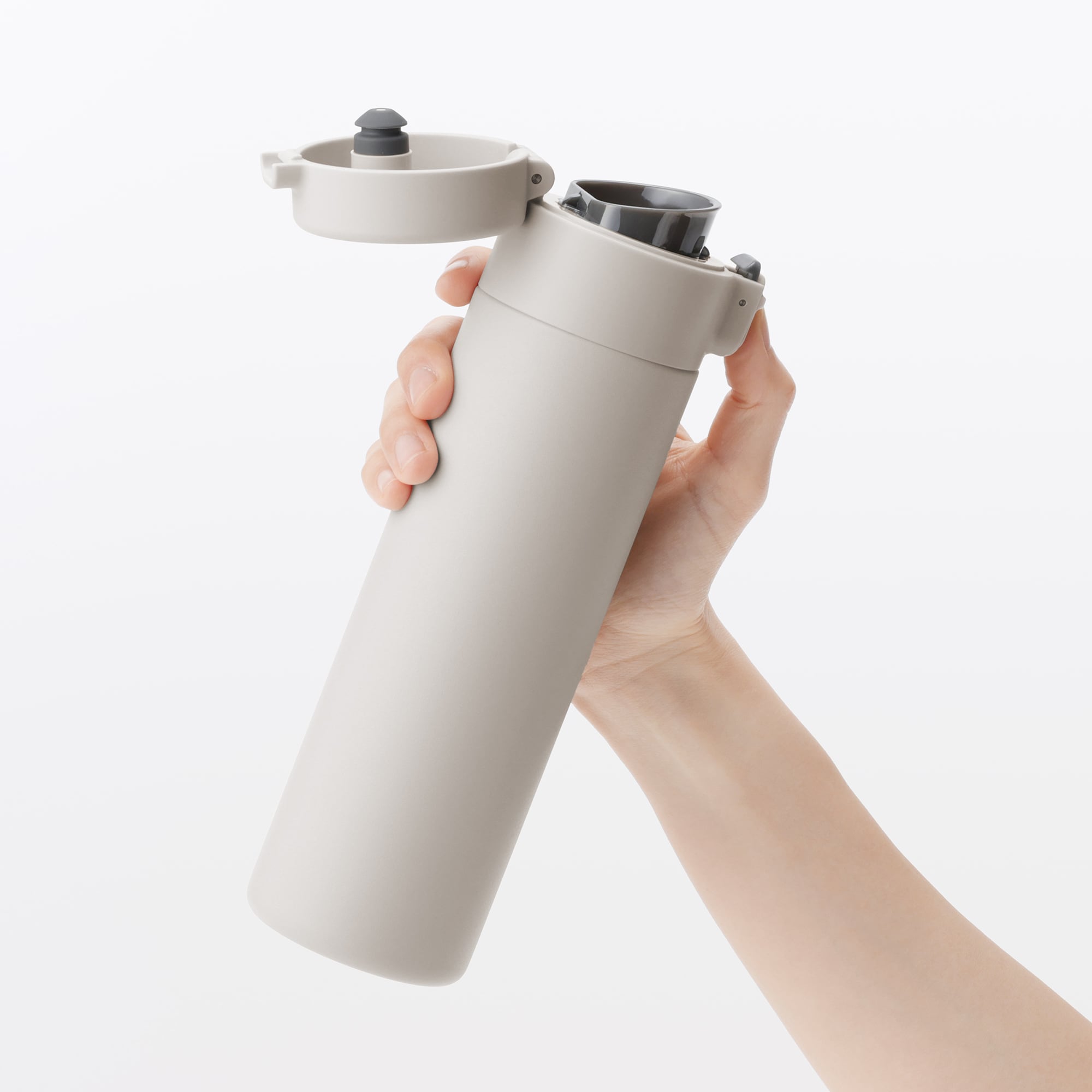 일본 무인양품 진공 단열 구조 보온보냉 보틀 원터치 타입 500mL 그레이 베이지