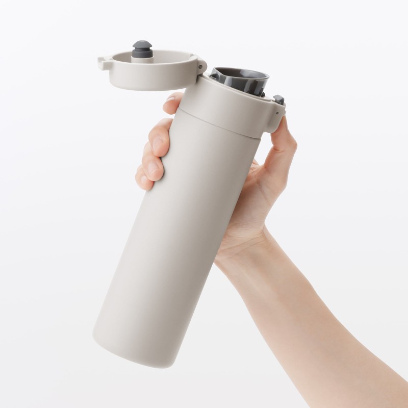 일본 무인양품 진공 단열 구조 보온보냉 보틀 원터치 타입 500mL 그레이 베이지