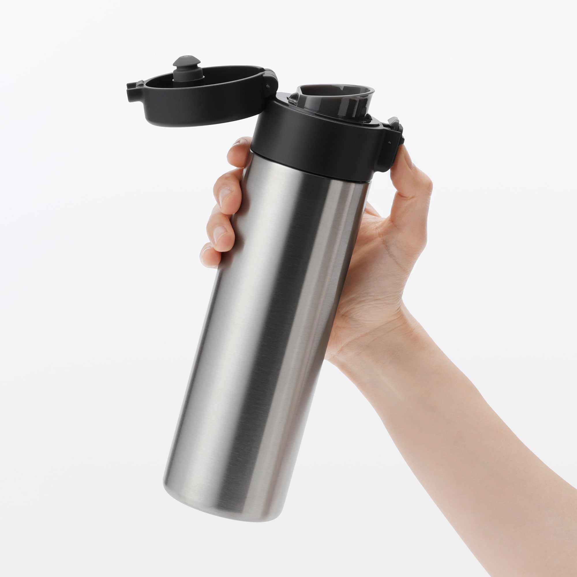 일본 무인양품 진공 단열 구조 보온보냉 보틀 원터치 타입 500mL 실버