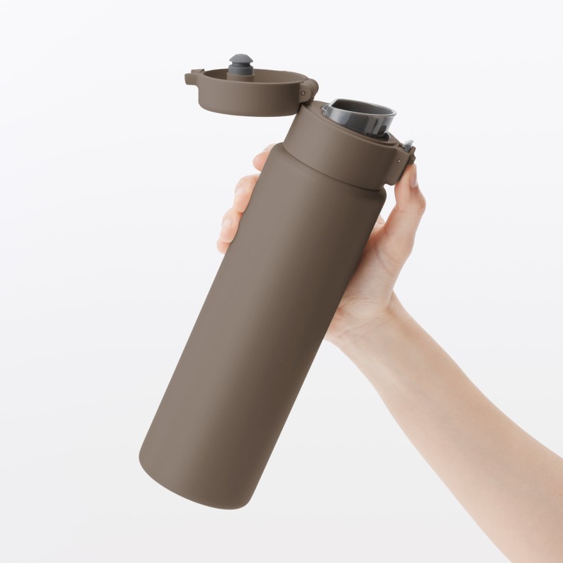 일본 무인양품 진공 단열 구조 보온보냉 보틀 원터치 타입 750mL 브라운