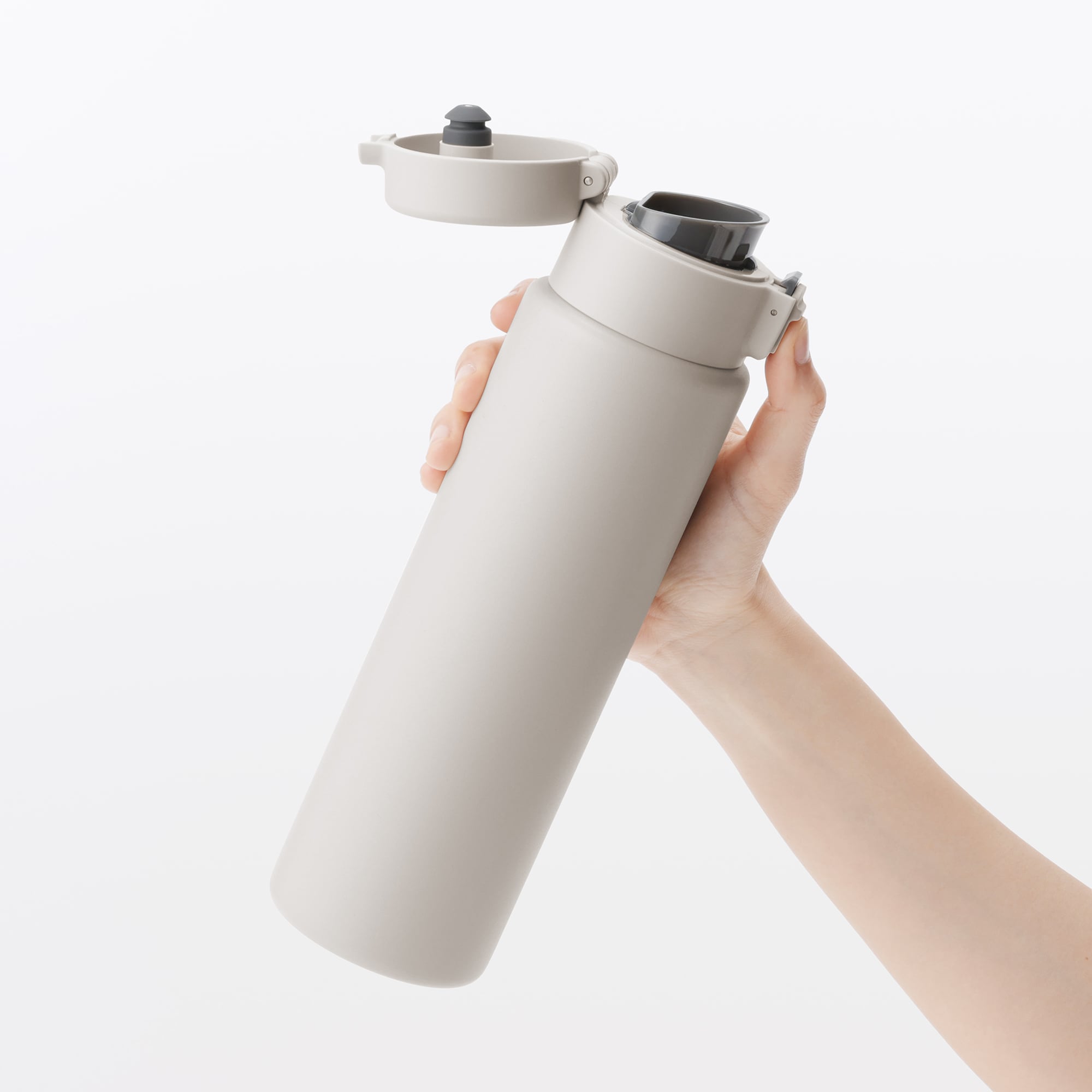 일본 무인양품 진공 단열 구조 보온보냉 보틀 원터치 타입 750mL 그레이 베이지