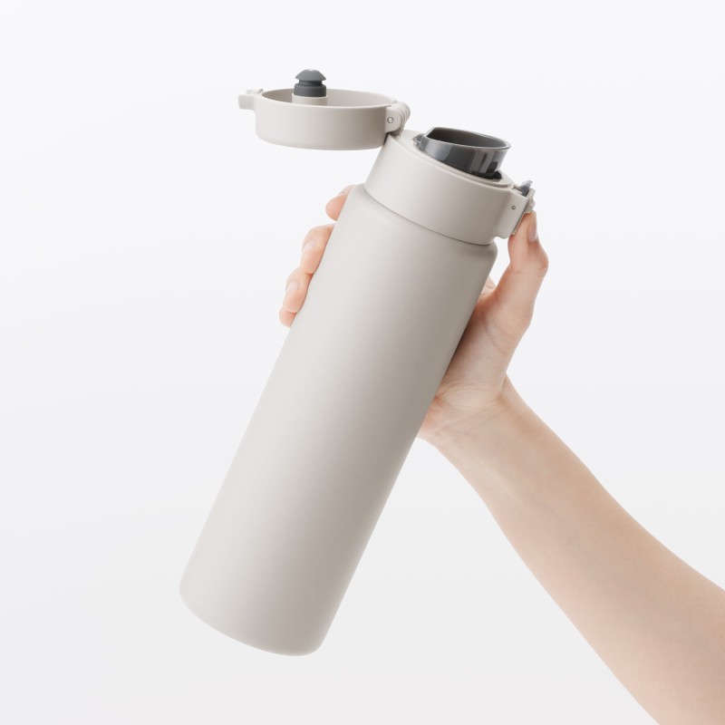 일본 무인양품 진공 단열 구조 보온보냉 보틀 원터치 타입 750mL 그레이 베이지