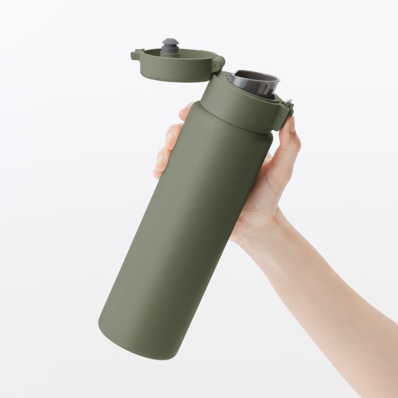 일본 무인양품 진공 단열 구조 보온보냉 보틀 원터치 타입 750mL 카키