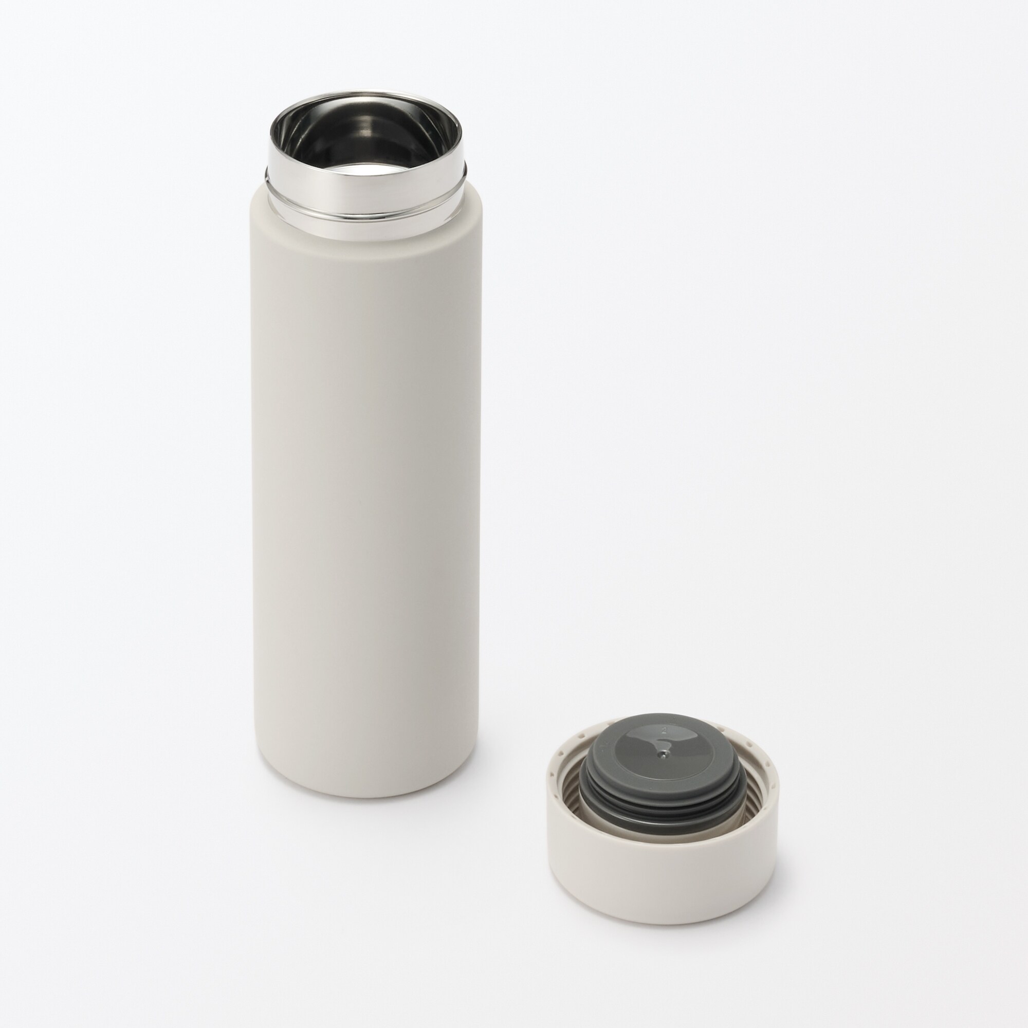 일본 무인양품 진공 단열 구조 보온보냉 보틀 플랫 타입 500mL 그레이 베이지