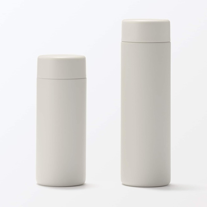 일본 무인양품 진공 단열 구조 보온보냉 보틀 플랫 타입 500mL 그레이 베이지