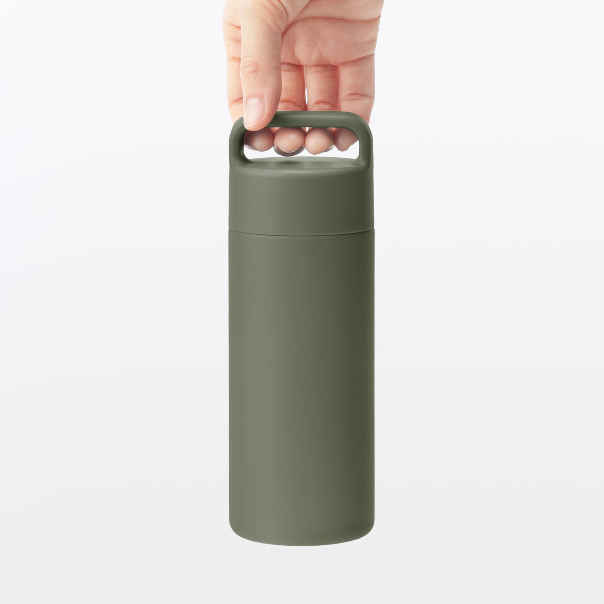 일본 무인양품 진공 단열 구조 보온보냉 보틀 핸들 타입 350mL 카키