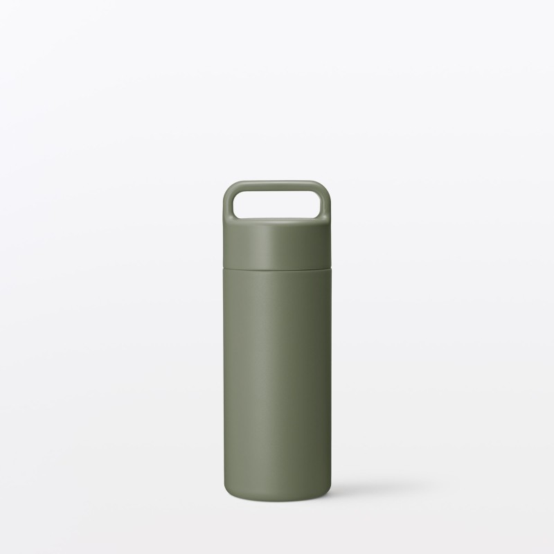 일본 무인양품 진공 단열 구조 보온보냉 보틀 핸들 타입 350mL 카키