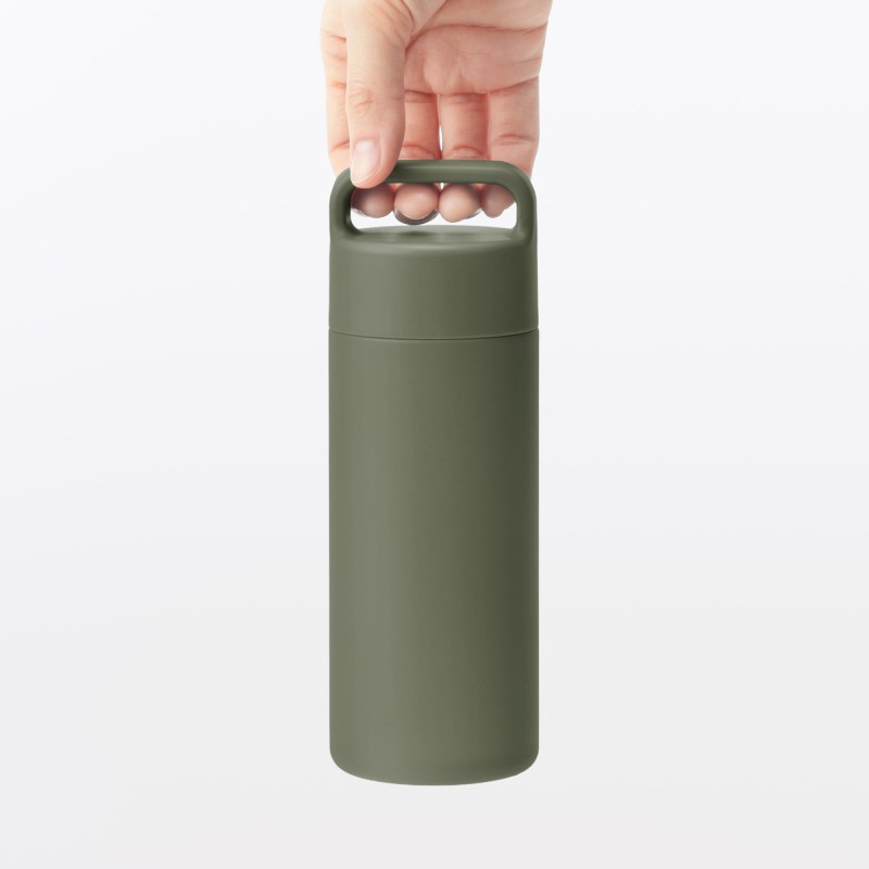 일본 무인양품 진공 단열 구조 보온보냉 보틀 핸들 타입 350mL 카키