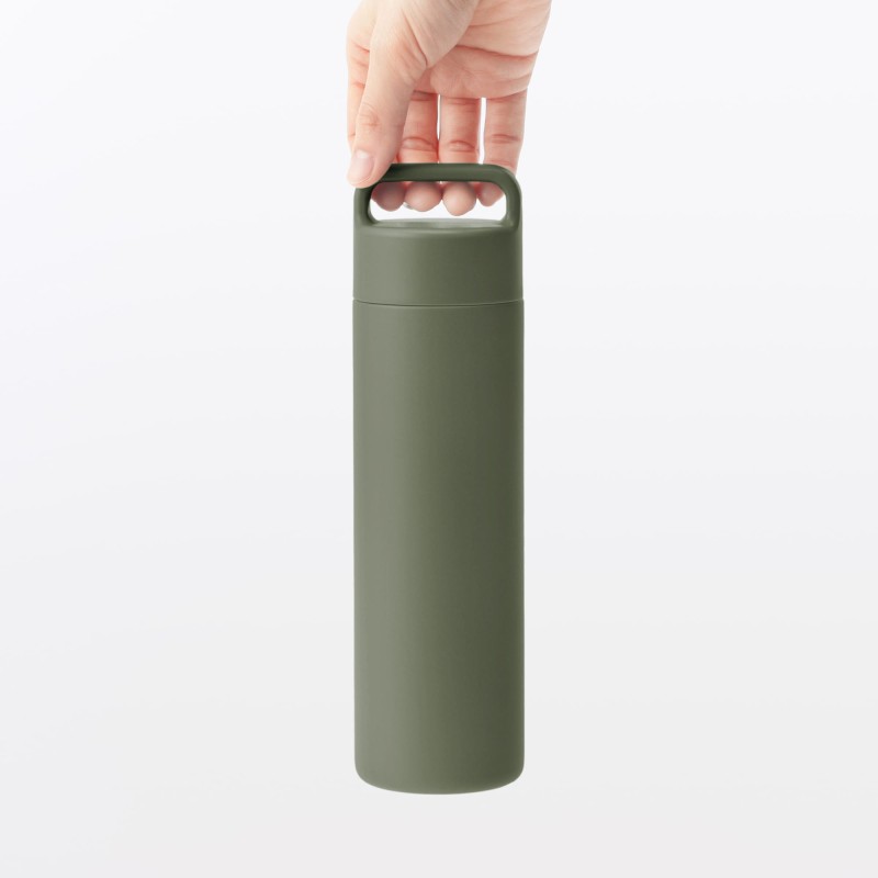 일본 무인양품 진공 단열 구조 보온보냉 보틀 핸들 타입 500mL 카키