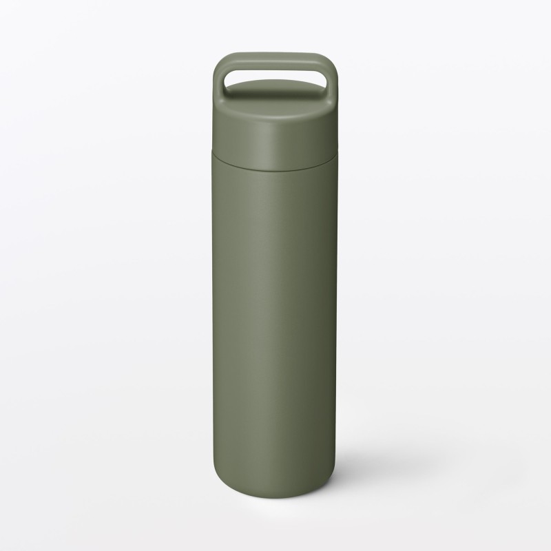 일본 무인양품 진공 단열 구조 보온보냉 보틀 핸들 타입 500mL 카키