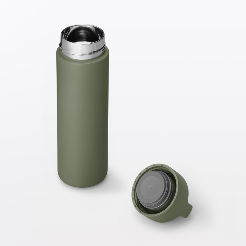 일본 무인양품 진공 단열 구조 보온보냉 보틀 핸들 타입 500mL 카키