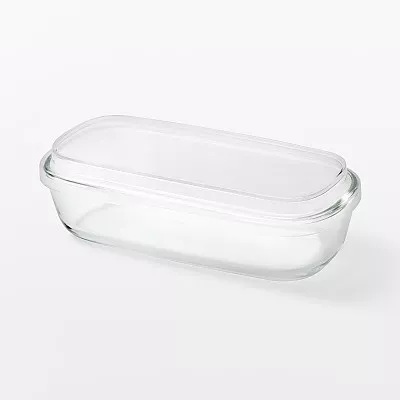 일본 무인양품 뚜껑을 덮은 채 전자레인지에 쓸 수 있는 내열유리 용기 직사각형 소