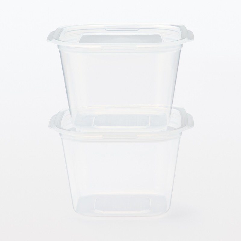 일본 무인양품 뚜껑을 덮은 채 전자레인지에 쓸 수 있는 사각 용기 정사각형 900mL 2개입