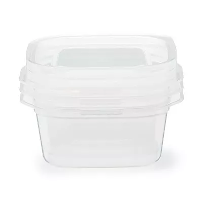 일본 무인양품 뚜껑째 전자레인지 사용 가능한 사각 용기 정사각형 270mL 3개입
