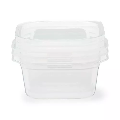 일본 무인양품 뚜껑째 전자레인지 사용 가능한 사각 용기 정사각형 270mL 3개입