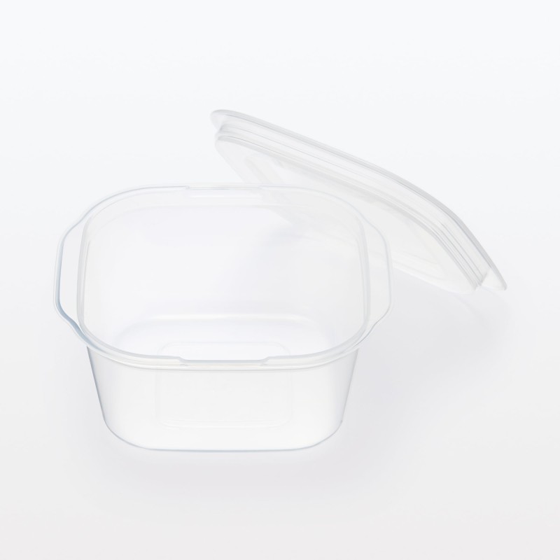 일본 무인양품 뚜껑째 전자레인지 사용 가능한 사각 용기 정사각형 630mL 2개입