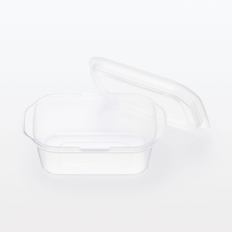 일본 무인양품 뚜껑째 전자레인지 사용 가능한 사각 용기 직사각형 180mL 4개입